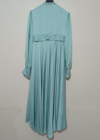 Turkuaz Uzun Şifon Elbise - Görsel 2