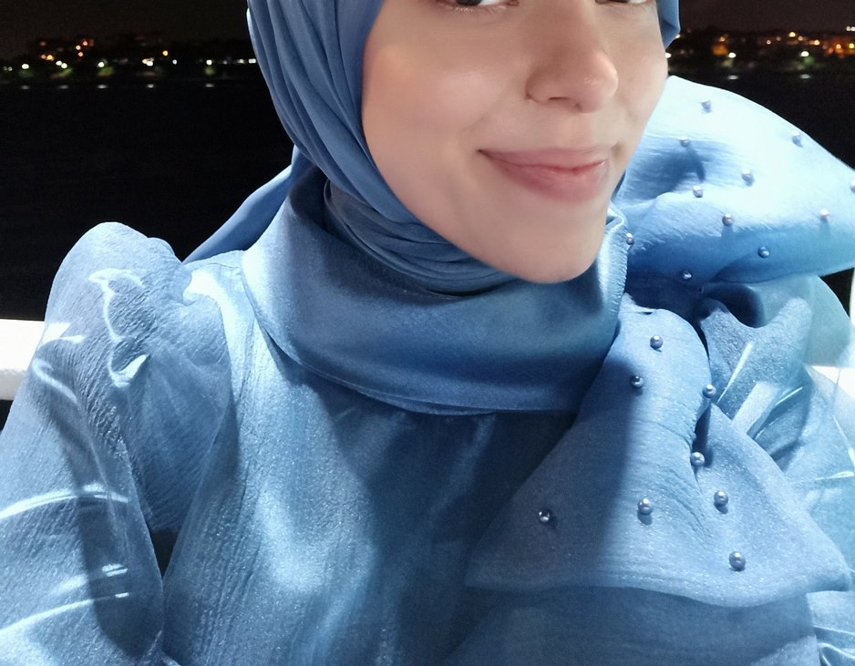 Mavi Drapeli Kadın Tesettür Abiye - Görsel 2