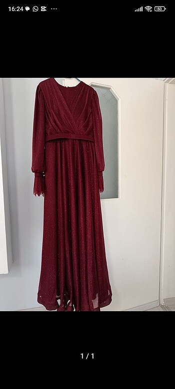 Bordo tesettür abiye