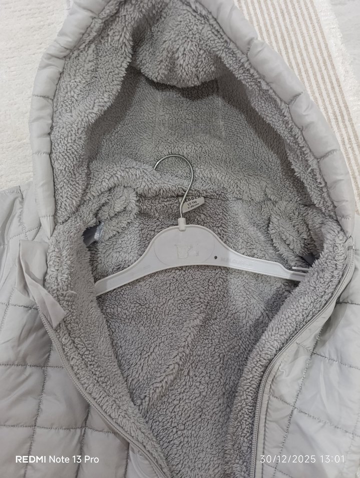 Gri Bebek Kayak Tulumu, Kürklü Detaylı - Görsel 2