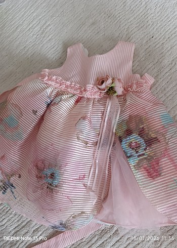 Pembe Nakışlı Kız Çocuk Elbisesi - Görsel 2