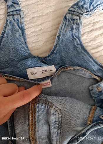 Kız Çocuk Nakışlı Kot Salopet - Görsel 2