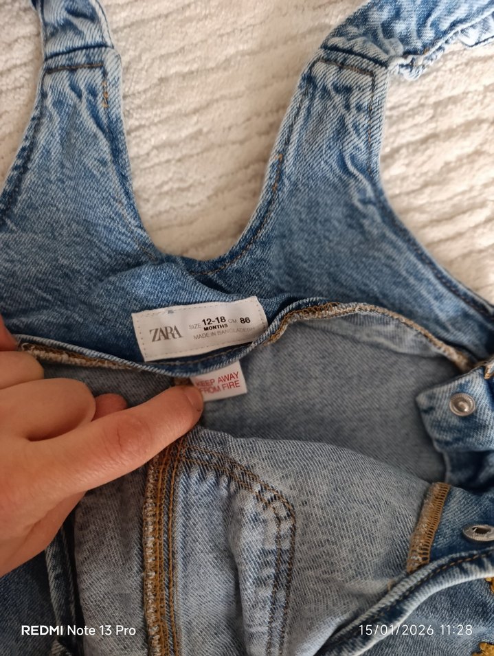 Kız Çocuk Nakışlı Kot Salopet - Görsel 2