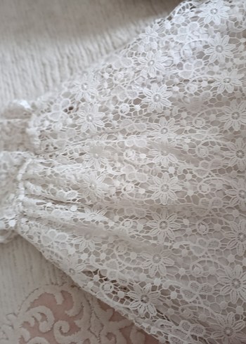 Kız Çocuk Beyaz Dantelli Elbise - Görsel 3