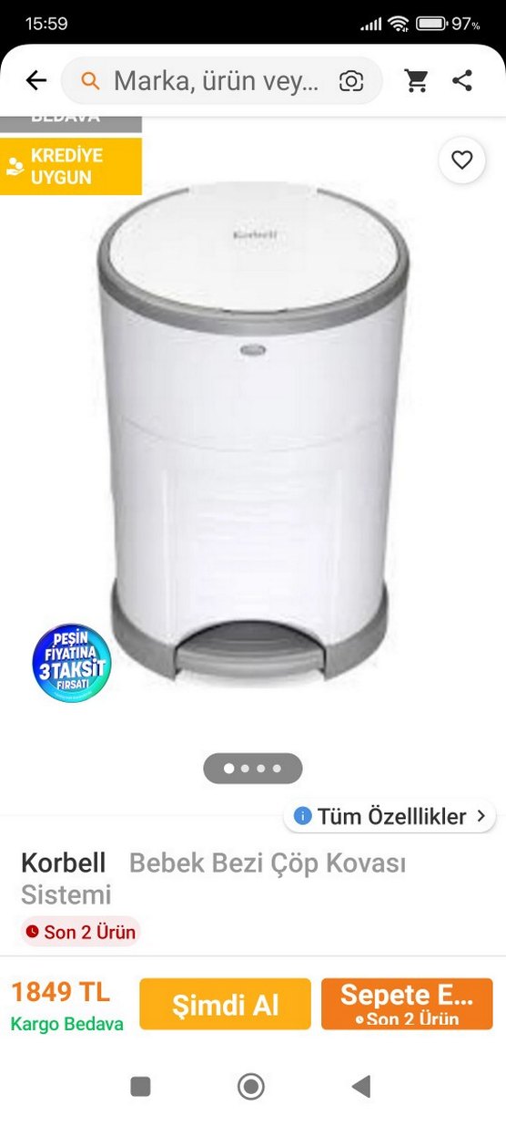 Bebek Bezi Atık Kutusu - Korbell - Görsel 4