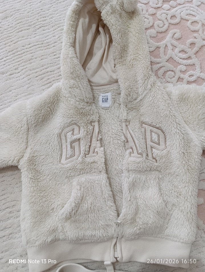 Kız Çocuk Beyaz Peluş Eşofman Takımı - Görsel 3