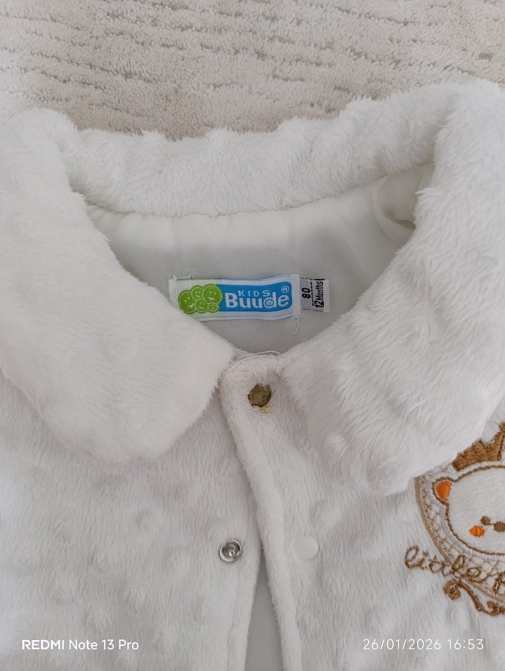 Kız Çocuk Beyaz Düğmeli Ceket - Görsel 3
