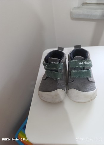 Gri Erkek Bebek İlk Adım Ayakkabısı Velcro - Görsel 2