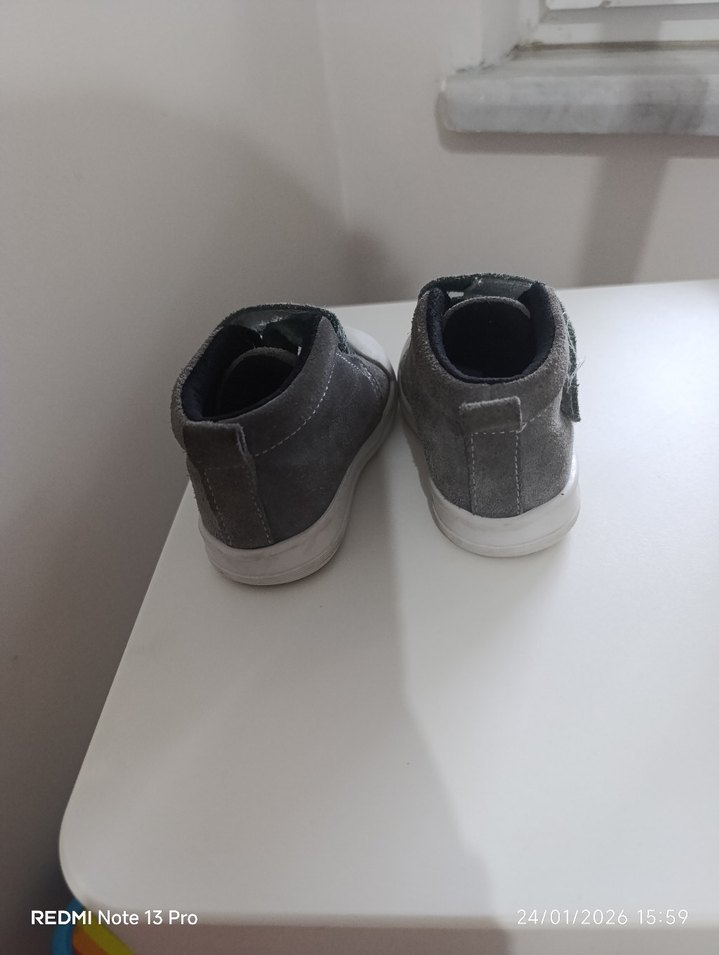 Gri Erkek Bebek İlk Adım Ayakkabısı Velcro - Görsel 3