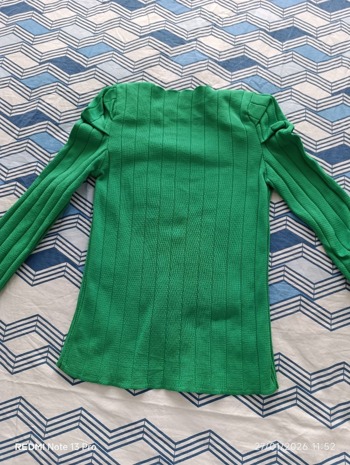 Kadın Yeşil Balıkçı Yaka Triko Kazak - Görsel 3