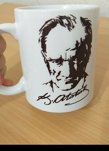 Atatürk desenli beyaz kupa bardak 