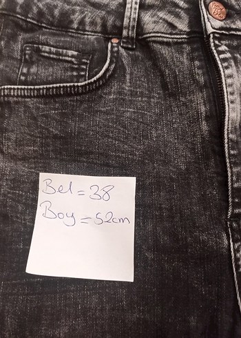 38 Beden kadın erkek Gri Batik Desenli Midi Kot Şort