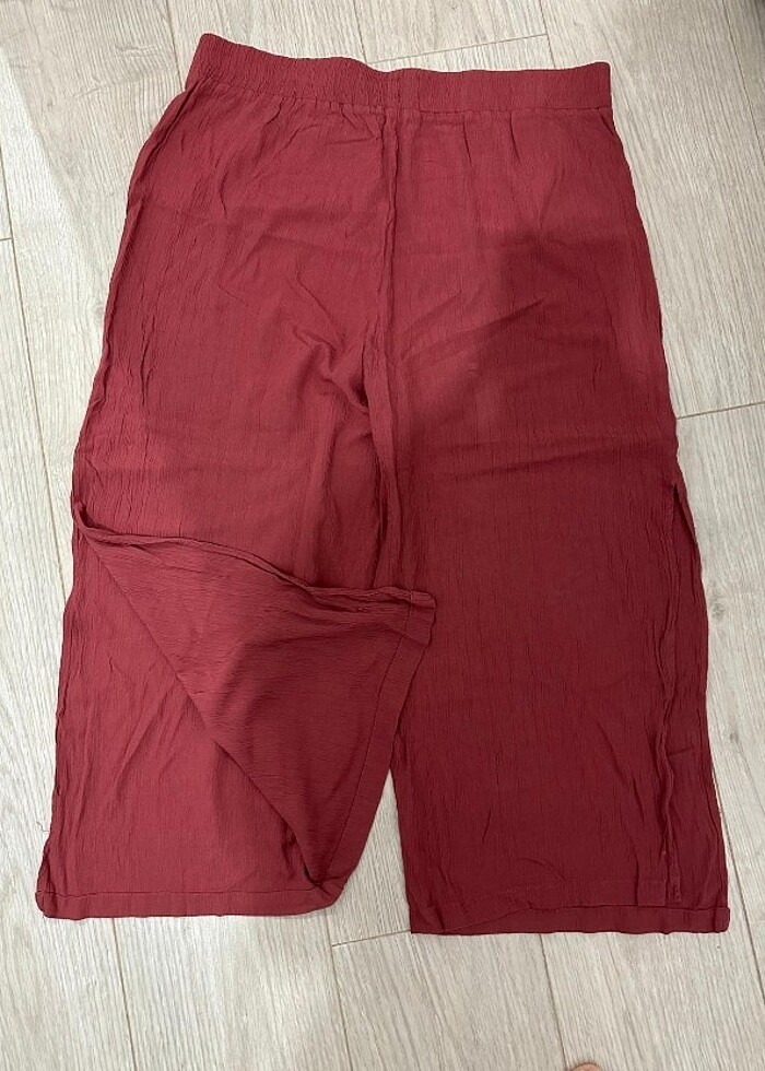 Kiremit rengi Yandan yırtmaçlı kapri pantolon  - Görsel 2