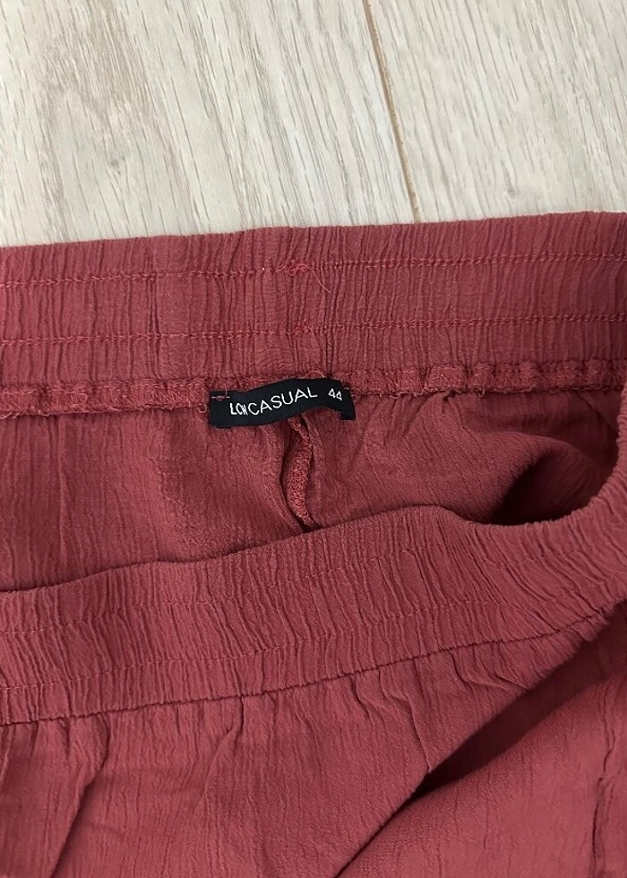 Kiremit rengi Yandan yırtmaçlı kapri pantolon  - Görsel 3