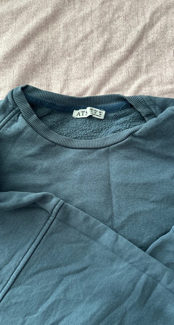 Lacivert Kadın Keten Sweatshirt - Görsel 3