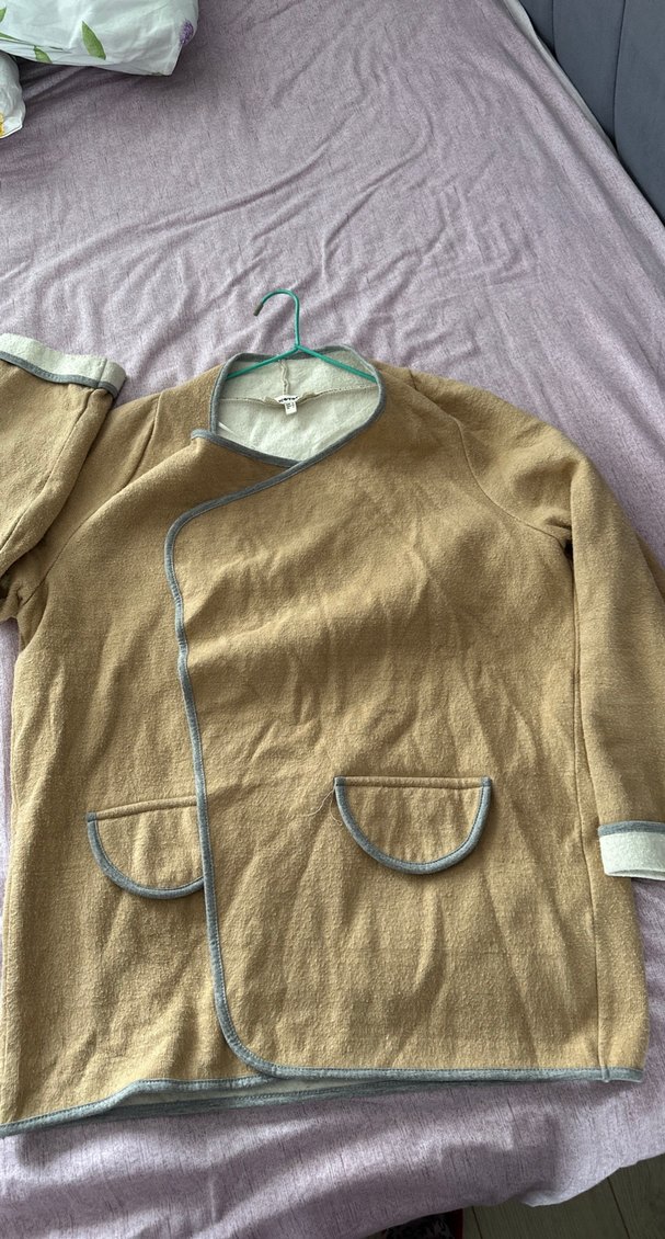 Bej Kadın Keten Midi Boy Düğmeli Ceket - Görsel 2