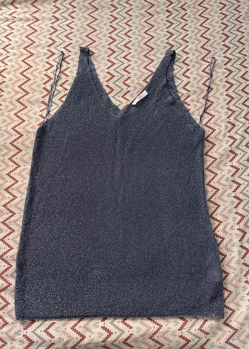 Penti Mavi parlak V Yaka Örme Kolsuz Kadın Atlet - Görsel 2