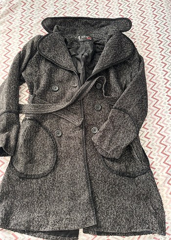 Kemerli Gri Kadın Kaban slimfit belden oturtmali - Görsel 2