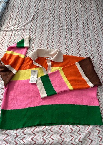 Renkli Bohem Kadın Triko Kazak - Görsel 2