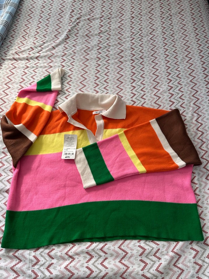 Renkli Bohem Kadın Triko Kazak - Görsel 2