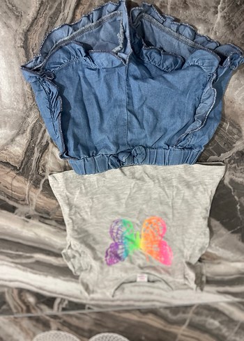 Kız Çocuk Gri Uzun Kollu Kelebek Baskılı Tişört - Görsel 3