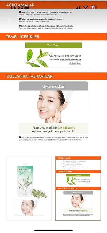 Missha uyku maskesi çay ağacı - Görsel 3