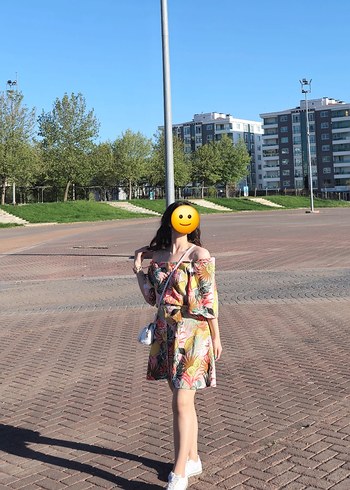 LC Waikiki Sarı Tie-Dye Mini Halter Yaka Kadın elbise