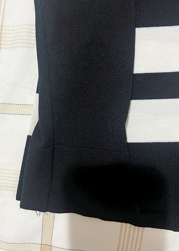 l Beden siyah Renk Siyah Beyaz Çizgili Kadın Triko Kazak