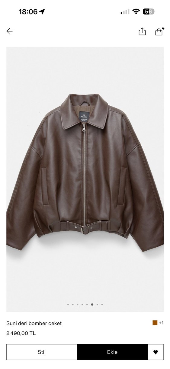 Kahverengi Deri Kemerli Kadın Ceket - Görsel 4