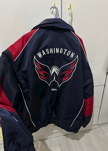 Bershka Kadın Mavi Baskılı Spor Ceket - Görsel 3