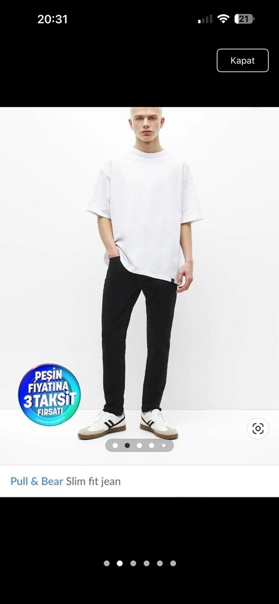 Pull & Bear Siyah Slim Fit Erkek Jean - Görsel 2