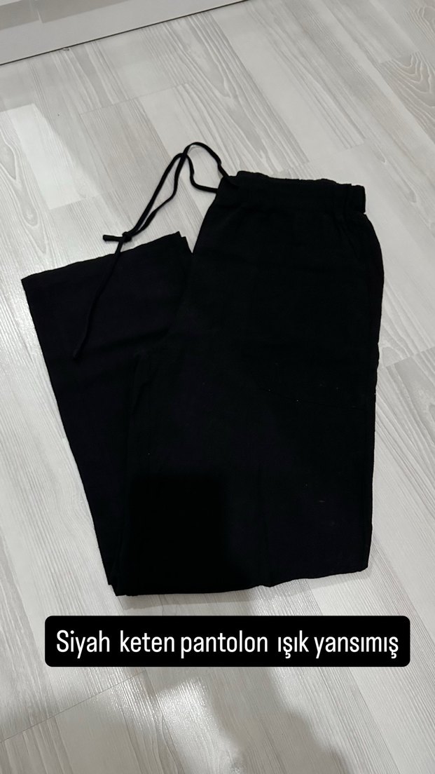 Siyah keten pantolon - Görsel 2
