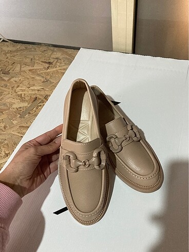 38 Beden Kadın Krem Makosen Loafer Ayakkabı