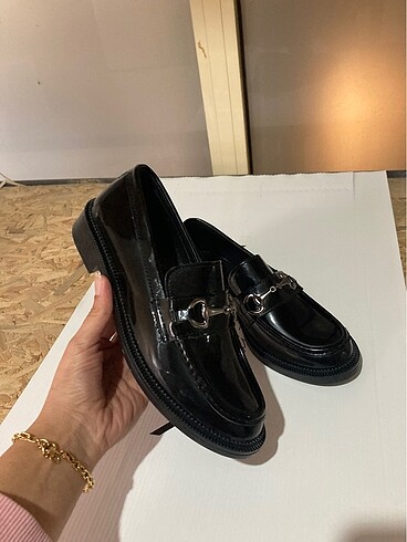 Mango Kadın Siyah Rugan Oxford Loafer Ayakkabı