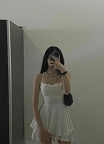 s Beden Beyaz Mini Elbise 