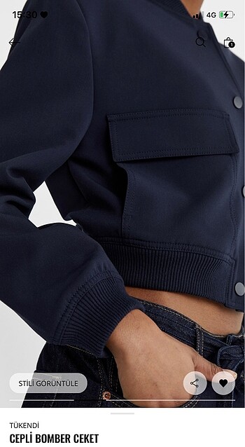 xs Beden lacivert Renk Stradivarius Cepli Bomber Ceket