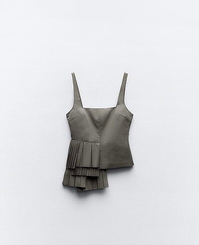 Zara Zara Askılı Fırfırlı Gabardin Bluz