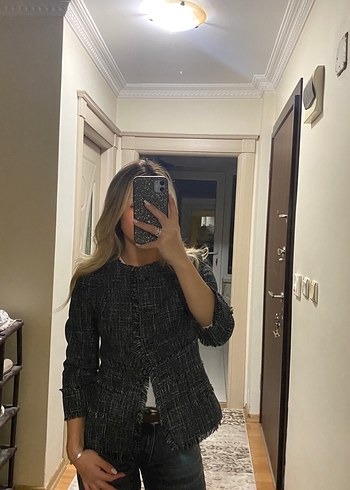 xs Beden gri Renk Koton Tüvit Ceket