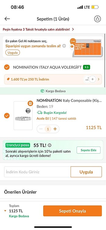  Beden beyaz Renk Nomınatıon Bileklik