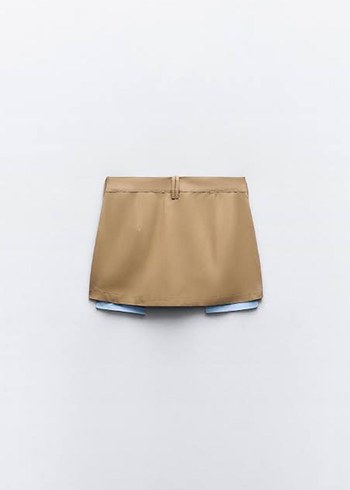 Zara çift pileli bej kısa etek - Görsel 4