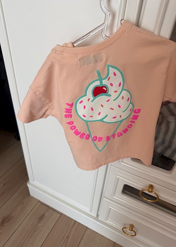 Kız Çocuk Pembe Kısa Kollu Baskılı Tişört - Görsel 2
