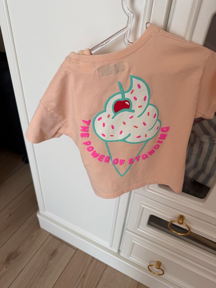 Kız Çocuk Pembe Kısa Kollu Baskılı Tişört - Görsel 2