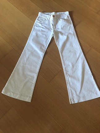 Gap yuksek bel bol paca beyaz denim kot pantolon
