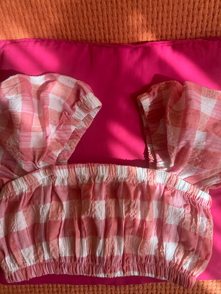 Pembe Kareli Bluz - Görsel 5