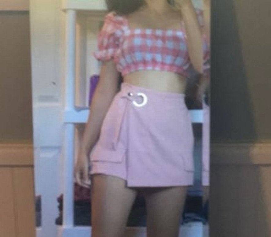 Pembe Kareli Bluz - Görsel 2