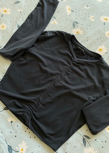 Gri V Yaka Uzun Kollu Kadın Bluz - Görsel 2