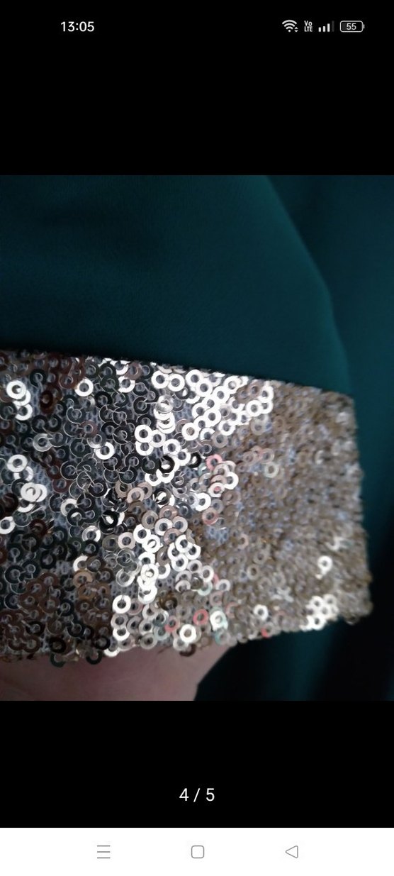 Uzun Kol  Yeşil Abiye Elbise - Görsel 4