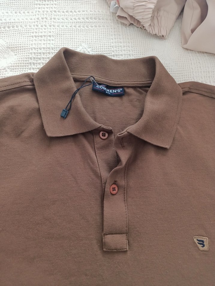 Kahverengi Düğmeli Erkek Polo Tişört - Görsel 2