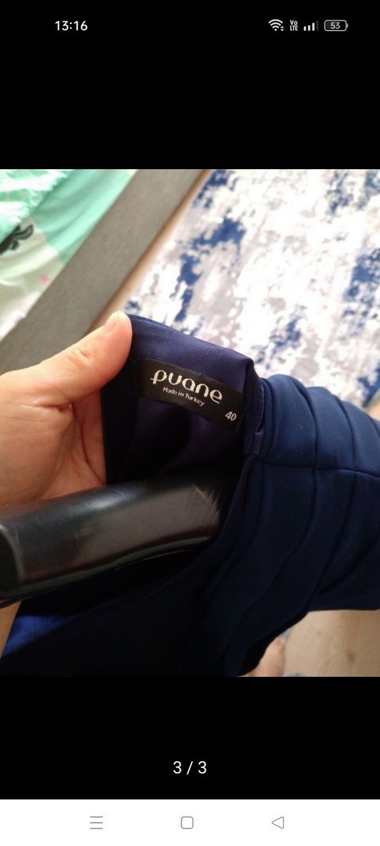 Lacivert Uzun Kollu Drapeli Kadın Abiye - Görsel 3