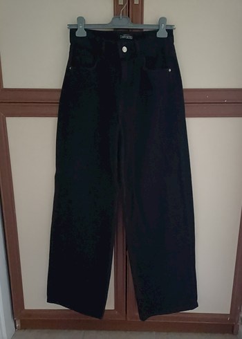 Kadın Siyah wide leg pantolon kot